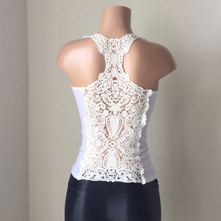 Tank Top White One Size Lace On The Back